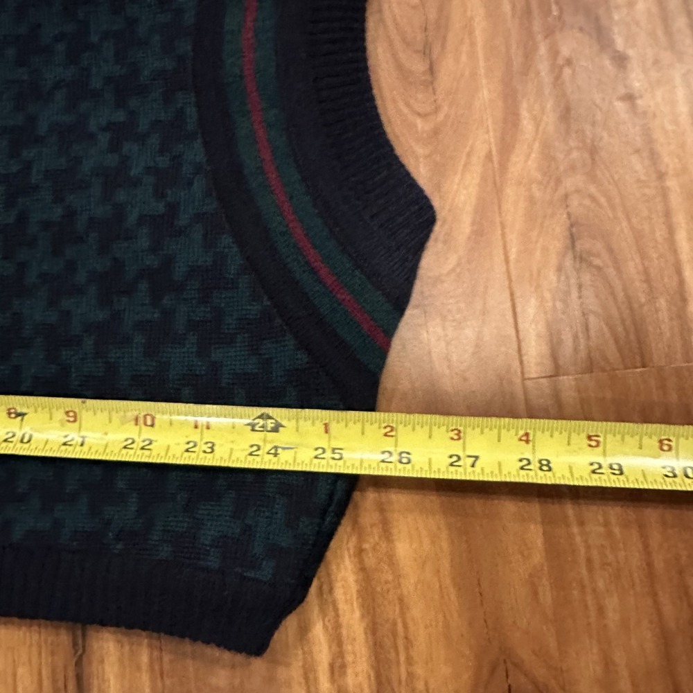 Vintage The Man's Shop Sweater Mens Large Green Wool Check Vest Uruguay 80s - Picture 6 of 6